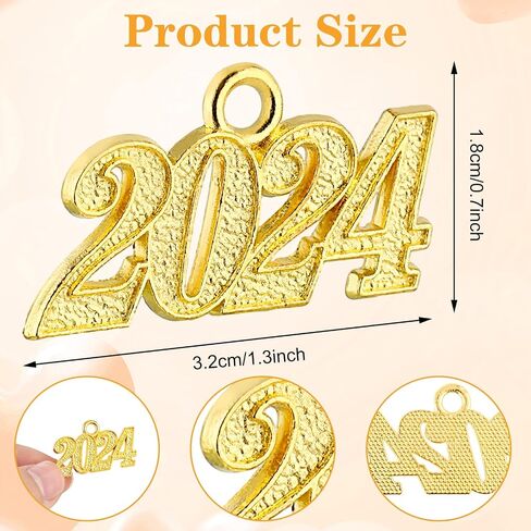 12 Pieces 2024 Charm Graduation Charms 2024 Tassel Charm 2024 Graduation Pendant Gold Charms for Graduation Cap Tassel 2024 Number Charms for Jewelry Making (Gold) in Saudi Arabia