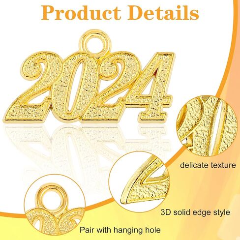 12 Pieces 2024 Charm Graduation Charms 2024 Tassel Charm 2024 Graduation Pendant Gold Charms for Graduation Cap Tassel 2024 Number Charms for Jewelry Making (Gold) in Saudi Arabia