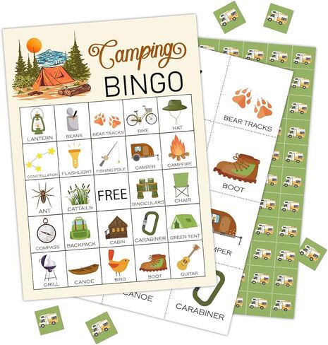لعبة بينجو لحفلات التخييم للأطفال، والحفلات المدرسية، وحفلات أعياد الميلاد للبالغين، ومستلزمات حفلات العطلات العائلية، والتخييم الصيفي في الهواء الطلق والمشي لمسافات طويلة في الأماكن المغلقة، لعبة حفلات الرحلات، بطاقات ألعاب بينجو لـ 24 شخصًا - GAME-05 in Kuwait