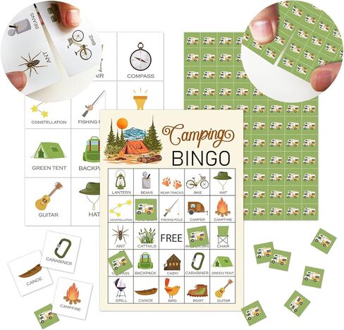 لعبة بينجو لحفلات التخييم للأطفال، والحفلات المدرسية، وحفلات أعياد الميلاد للبالغين، ومستلزمات حفلات العطلات العائلية، والتخييم الصيفي في الهواء الطلق والمشي لمسافات طويلة في الأماكن المغلقة، لعبة حفلات الرحلات، بطاقات ألعاب بينجو لـ 24 شخصًا - GAME-05 in Kuwait