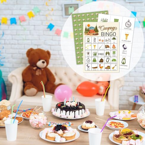 لعبة بينجو لحفلات التخييم للأطفال، والحفلات المدرسية، وحفلات أعياد الميلاد للبالغين، ومستلزمات حفلات العطلات العائلية، والتخييم الصيفي في الهواء الطلق والمشي لمسافات طويلة في الأماكن المغلقة، لعبة حفلات الرحلات، بطاقات ألعاب بينجو لـ 24 شخصًا - GAME-05 in Kuwait