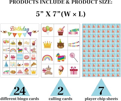 Zodvery Birthday Bingo Cards, Birthday Party Activities Bingo Game, Kids Birthday Game, Boys and Girls Birthday Party, School Classroom Family Activities Party, Group Activity - 24 Players/ 05srbai in Kuwait