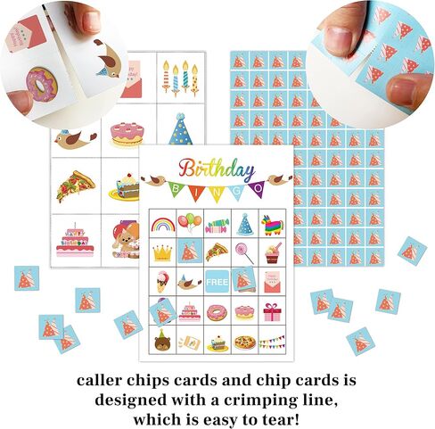 Zodvery Birthday Bingo Cards, Birthday Party Activities Bingo Game, Kids Birthday Game, Boys and Girls Birthday Party, School Classroom Family Activities Party, Group Activity - 24 Players/ 05srbai in Kuwait