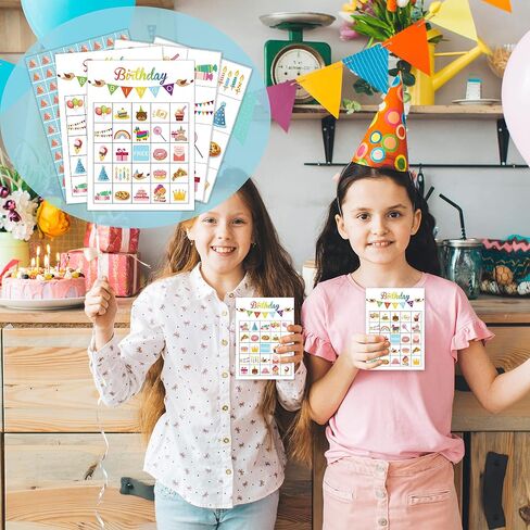 Zodvery Birthday Bingo Cards, Birthday Party Activities Bingo Game, Kids Birthday Game, Boys and Girls Birthday Party, School Classroom Family Activities Party, Group Activity - 24 Players/ 05srbai in Kuwait