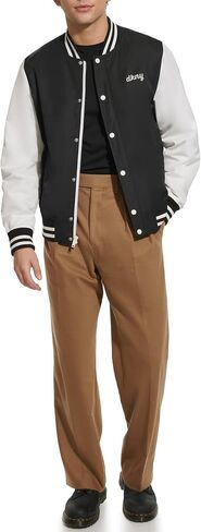 DKNY Men's Lightweight Varsity Jacket, Black in Saudi Arabia