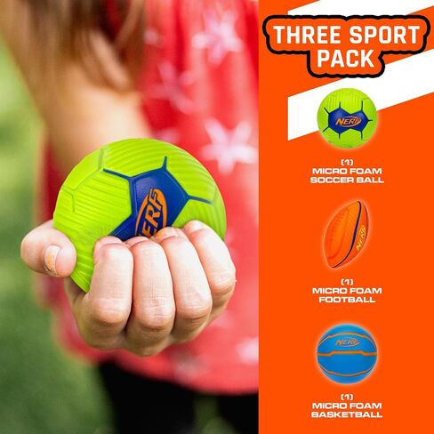 مجموعة كرات رياضية من الإسفنج الصغير من NERF - كرة قدم صغيرة من الإسفنج للأطفال وكرة قدم + مجموعة كرة السلة مجموعة رياضية من الإسفنج الناعم لتخفيف التوتر للأطفال - متعددة الألوان in Saudi Arabia