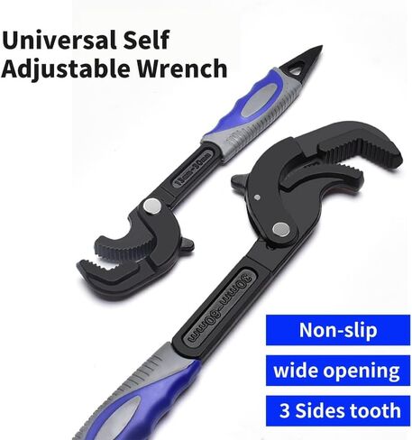 كماشة مشتركة قابلة للتعديل ذاتيًا عالميًا - مفتاح ربط ذاتي، مقبض غير قابل للانزلاق، لمفتاح الأنابيب، وصلة منزلقة، مضخة مياه، وكماشة مفصل الأخدود، مقاومة للصدأ، جودة ممتازة، وأحجام متعددة (أزرق) in Kuwait