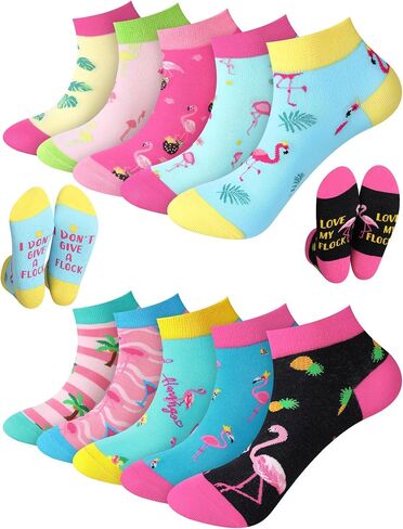 Cozypower 10 Pairs Funny Women Ankle Socks Flamingo Beach Low Cut Socks Novelty Casual Cotton Short Socks for Gift in Saudi Arabia