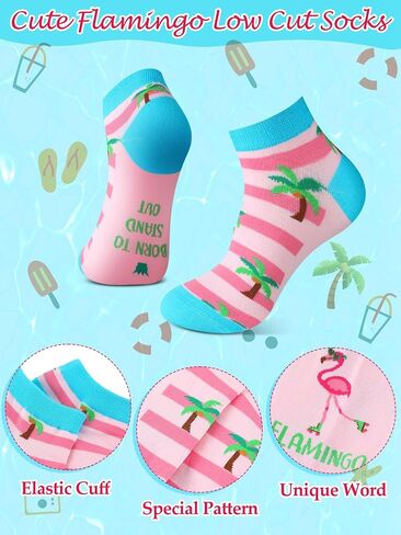 Cozypower 10 Pairs Funny Women Ankle Socks Flamingo Beach Low Cut Socks Novelty Casual Cotton Short Socks for Gift in Saudi Arabia