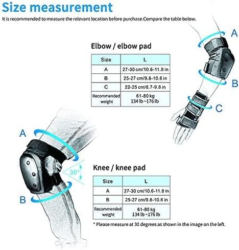 Acesport Adult Cycling Knee Pads, Elbow Pads and Wrist Guards Three-in-One Protective Gear Set Roller Skates Riding BMX Bike Skateboarding Inline Scooter Riding Skates, Black, Large in Saudi Arabia