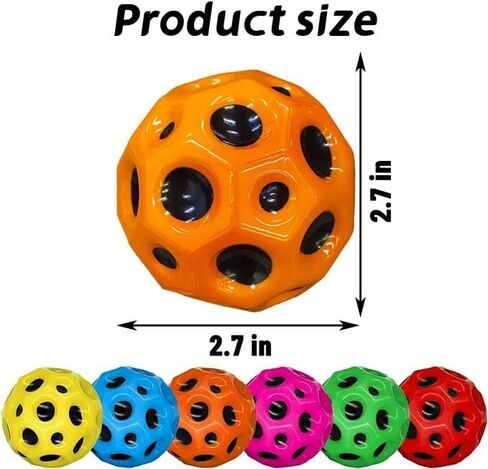 كرة الفضاء IAUUR، كرة ارتداد عالية للغاية، كرة فضاء عالية الارتداد 2.7 بوصة، تحسين التنسيق بين اليد والعين، سهلة الإمساك والالتقاط مثالية للكرات الحسية للأطفال in Kuwait