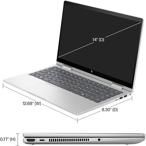 كمبيوتر محمول HP Envy 2 في 1، شاشة لمس FHD مقاس 14 بوصة، Intel 10-Cores 7-150U (حتى 5.4 جيجا هرتز)، ذاكرة الوصول العشوائي 16 جيجابايت، 512 جيجابايت PCIe SSD، قارئ FP، لوحة مفاتيح بإضاءة خلفية، WiFi 6E، كاميرا ويب، USB-C ، HDMI، كابل SPS HDMI، ويندوز 11 بر in Saudi Arabia