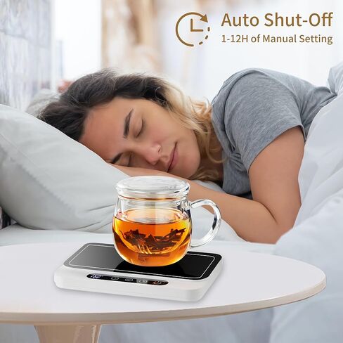 جهاز تسخين كوب القهوة غير القابل للكسر مع 8 إعدادات لدرجة الحرارة، جهاز تسخين القهوة بسعة كبيرة مع مؤقت من 1 إلى 12 ساعة، جهاز تسخين الكوب للمكتب مع شاشة رقمية LED، جهاز تسخين كوب التشغيل/الإيقاف التلقائي للمشروبات باللون الأبيض in Kuwait