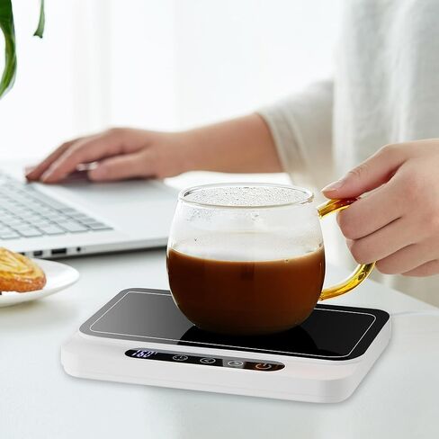 جهاز تسخين كوب القهوة غير القابل للكسر مع 8 إعدادات لدرجة الحرارة، جهاز تسخين القهوة بسعة كبيرة مع مؤقت من 1 إلى 12 ساعة، جهاز تسخين الكوب للمكتب مع شاشة رقمية LED، جهاز تسخين كوب التشغيل/الإيقاف التلقائي للمشروبات باللون الأبيض in Kuwait