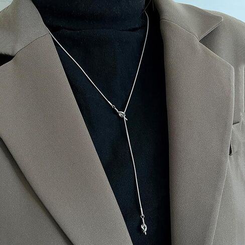 قلادات Lariat للنساء، قلادات سلسلة بتصميم حبل معقود بسيط، قلادات طويلة أنيقة على شكل حرف Y، أفضل فكرة هدية للنساء والفتيات (ذهبي) in Kuwait