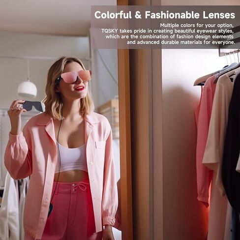 TQSKY AR Glasses with Colorful & Stylish Lenses, Augmented Reality Smart Glasses, Dynamic Stereo Sound, Portable Massive 1080P Video Display Virtual Theater, Watch and Game on PC/Android/iOS/Consoles in Kuwait