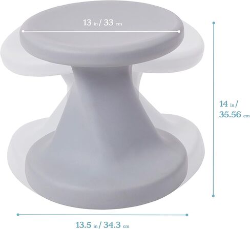ECR4Kids Twist Wobble Stool، ارتفاع المقعد 14 بوصة، مقاعد نشطة، رمادي فاتح in Saudi Arabia
