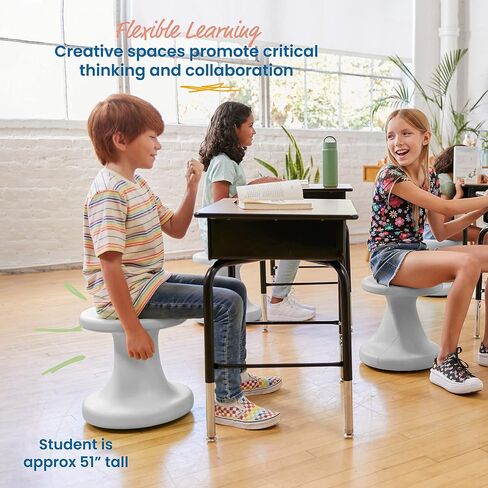 ECR4Kids Twist Wobble Stool، ارتفاع المقعد 14 بوصة، مقاعد نشطة، رمادي فاتح in Saudi Arabia