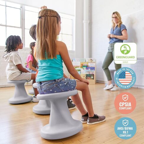 ECR4Kids Twist Wobble Stool، ارتفاع المقعد 14 بوصة، مقاعد نشطة، رمادي فاتح in Saudi Arabia