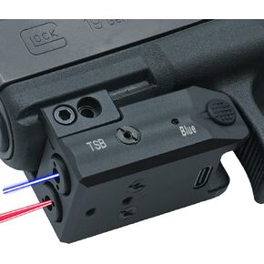 HiLight - TSB- TSBL التكتيكي - ليزر دائري أحمر وأزرق كلاسيكي مع بطارية من النوع C قابلة لإعادة الشحن - نوع USB - ألومنيوم صلب مؤكسد - ضوء محمول/مثبت على السكك الحديدية وفئة ليزر مزدوجة من IIIA، <5 ميجاوات in Kuwait