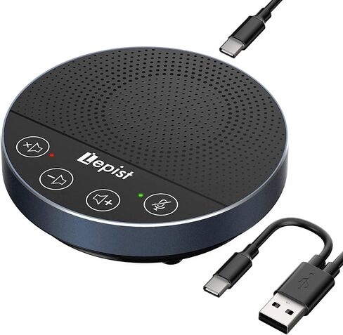 مكبر صوت USB - سماعات كمبيوتر Lepist LE2103N مع ميكروفون، مكبر صوت للمكالمات الجماعية مع ميكروفون للتكبير، سكايب، التقاط الصوت 360 درجة، التوصيل والتشغيل in Kuwait