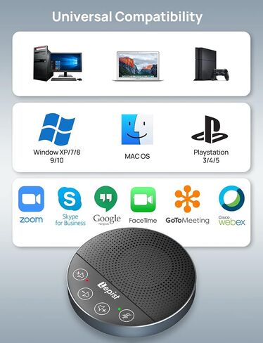 مكبر صوت USB - سماعات كمبيوتر Lepist LE2103N مع ميكروفون، مكبر صوت للمكالمات الجماعية مع ميكروفون للتكبير، سكايب، التقاط الصوت 360 درجة، التوصيل والتشغيل in Kuwait
