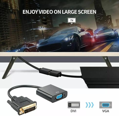 DVI-D to VGA Converter, 1080p DVI-D 24+1 Pin Male to VGA 15Pin Female Active Cable Adapter in Saudi Arabia