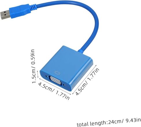 TEHAUX USB إلى Vga كابل محول محول فيديو خارجي للشاشة USB إلى محول Vga دعم متعدد العرض سهل الاستخدام in Kuwait