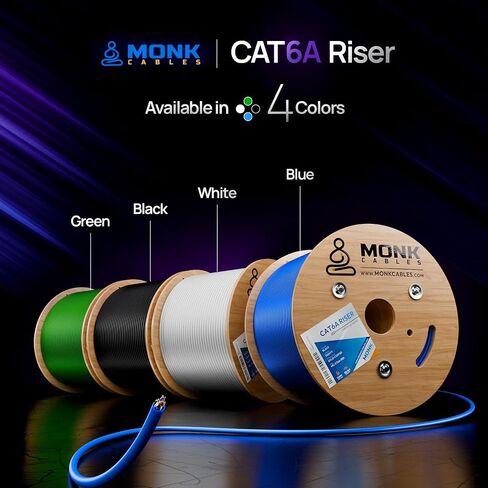 كابلات مونك | كابل رفع CAT6A 1000 قدم | نحاس نقي 100% | ETL مدرج | يو تي بي، 23AWG، 750 ميجا هرتز | معتمد من DSX-8000 | أداء مستقر ورائع (أزرق) in Kuwait
