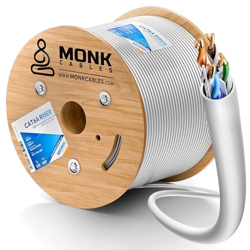 MONK CABLES | CAT6A Riser Cable 1000ft | 100% Pure Copper | ETL Listed | UTP, 23AWG, 750MHz | DSX-8000 Certified | Stable & Remarkable Performance (Blue) in Kuwait