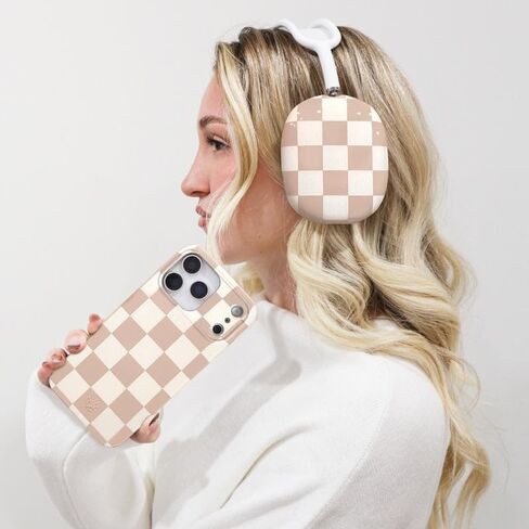 VELVET CAVIAR Case Cover for AirPods Max Headphones | Cute Protective Design (Nude Vibe Checkered) in Saudi Arabia
