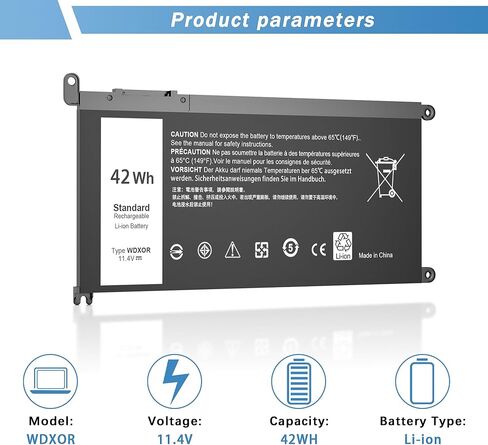 استبدال بطارية الكمبيوتر المحمول XOUBZ WDX0R 42W لجهاز Dell Inspiron 13 15 5000 7000 Series 5565 5567 5570 5578 7560 7570 7573 7579 5368 Latitude 3490 3590 3340 3400 3390 3500 Vostro 5468 5568 P69G 3CRH3 in Kuwait