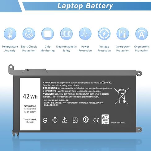 استبدال بطارية الكمبيوتر المحمول XOUBZ WDX0R 42W لجهاز Dell Inspiron 13 15 5000 7000 Series 5565 5567 5570 5578 7560 7570 7573 7579 5368 Latitude 3490 3590 3340 3400 3390 3500 Vostro 5468 5568 P69G 3CRH3 in Kuwait