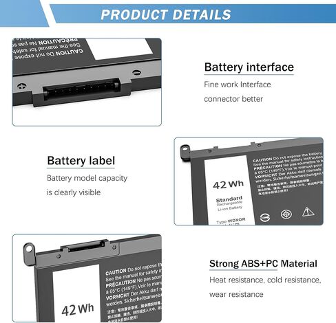 استبدال بطارية الكمبيوتر المحمول XOUBZ WDX0R 42W لجهاز Dell Inspiron 13 15 5000 7000 Series 5565 5567 5570 5578 7560 7570 7573 7579 5368 Latitude 3490 3590 3340 3400 3390 3500 Vostro 5468 5568 P69G 3CRH3 in Kuwait