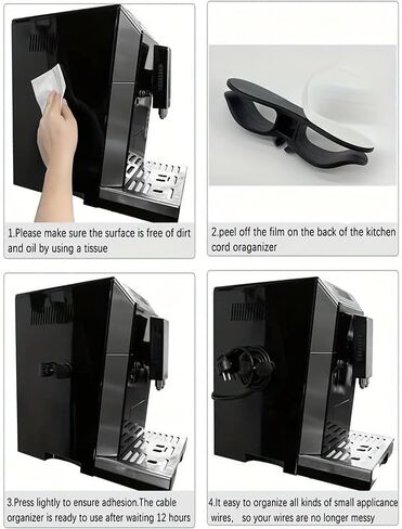 8 PCS Household Cable Organizer Kitchen Appliance Power Cord Fixed Clamp Wire Organizer,Black in Saudi Arabia