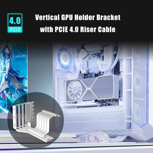 دعامة دعم GPU بفتحتين من GLOTRENDS مع كابل رفع PCIe 4.0 مقاس 180 مم للتركيب العمودي لوحدة معالجة الرسومات، متوافق مع سلسلة RTX 40/30 وسلسلة Radeon RX7000/RX6000، وحافظات الكمبيوتر الشخصي بتصميم فتحة PCI 7/8 مفتوح in Saudi Arabia