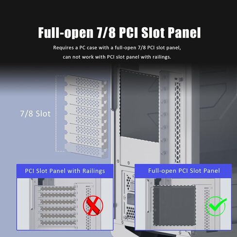 دعامة دعم GPU بفتحتين من GLOTRENDS مع كابل رفع PCIe 4.0 مقاس 180 مم للتركيب العمودي لوحدة معالجة الرسومات، متوافق مع سلسلة RTX 40/30 وسلسلة Radeon RX7000/RX6000، وحافظات الكمبيوتر الشخصي بتصميم فتحة PCI 7/8 مفتوح in Saudi Arabia