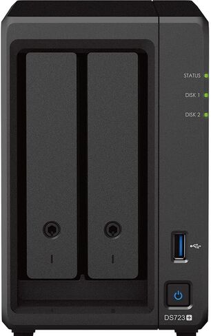 Synology DiskStation DS723+ NAS Server with Ryzen 2.6GHz CPU, 32GB Memory, 36TB HDD Storage, 1TB M.2 NVMe SSD, 2 x 1GbE LAN Ports, DSM Operating System in Saudi Arabia