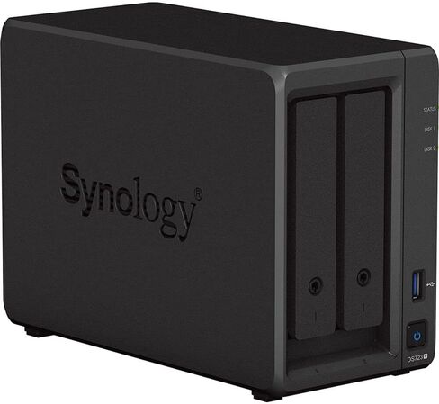 Synology DiskStation DS723+ NAS Server with Ryzen 2.6GHz CPU, 32GB Memory, 36TB HDD Storage, 1TB M.2 NVMe SSD, 2 x 1GbE LAN Ports, DSM Operating System in Saudi Arabia