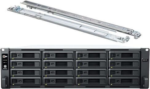 خادم Synology RackStation RS2821RP+ NAS مع وحدة المعالجة المركزية Ryzen 2.2 جيجا هرتز، وذاكرة 32 جيجا بايت، ومساحة تخزين HDD 352 تيرابايت، و4 منافذ LAN بسرعة 1 جيجابت، وطاقة زائدة، وحزمة نظام تشغيل DSM مع مجموعة السكك الحديدية in Saudi Arabia