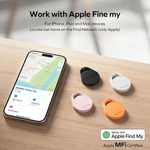 4 عبوات من علامات Momax Air Tracker، [معتمد من Apple MFi]، جهاز تعقب بلوتوث ببطارية قابلة للاستبدال متوافق مع Apple Find My (iOS فقط)، ملصقات DIY، علامة ذكية للبحث عن العناصر للمفاتيح والمحفظة والأمتعة in Saudi Arabia