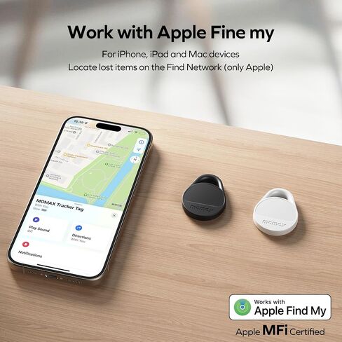 4 عبوات من علامات Momax Air Tracker، [معتمد من Apple MFi]، جهاز تعقب بلوتوث ببطارية قابلة للاستبدال متوافق مع Apple Find My (iOS فقط)، ملصقات DIY، علامة ذكية للبحث عن العناصر للمفاتيح والمحفظة والأمتعة in Kuwait