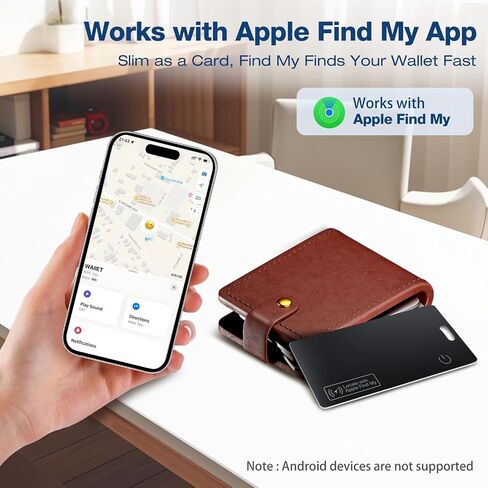 بطاقة تعقب محفظة Airtag معتمدة من Apple MFi، 0.06 بوصة، حزمة واحدة رفيعة - علامات تتبع ذكية قابلة لإعادة الشحن IP68 مقاومة للماء، تعمل مع Apple Find My، محدد موقع عناصر Bluetooth للمفاتيح والمحفظة والأمتعة (iOS فقط) in Saudi Arabia