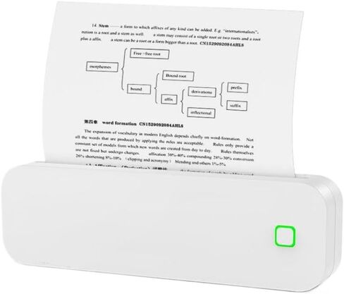 طابعة حرارية محمولة مقاس A4 بدون حبر صور PDF طابعة مستندات مذكرة ملاحظة طباعة الوشم استنسل وشم لاسلكي (طابعة بيضاء) in Kuwait