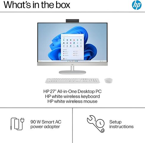 كمبيوتر HP الكل في واحد بشاشة لمس FHD مقاس 27 بوصة - Intel Core Ultra 7 155U بسرعة تصل إلى 4.8 جيجا هرتز، وذاكرة وصول عشوائي DDR5 سعة 32 جيجا بايت، ومحرك أقراص NVMe SSD سعة 1 تيرابايت، ورسومات Intel Iris Xe، وكاميرا ويب بدقة 1080 بكسل، ولوحة مفاتيح وماوس  in Saudi Arabia
