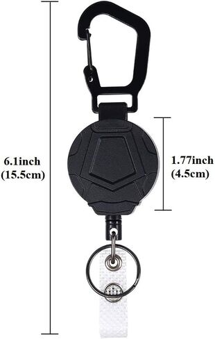 2 Pack Retractable Keychain, Heavy Duty Carabiner Badge Holder, Tactical ID Badge Reel Key Chain with Steel Retractable Cord in Saudi Arabia