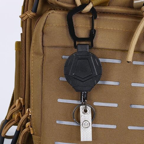 2 Pack Retractable Keychain, Heavy Duty Carabiner Badge Holder, Tactical ID Badge Reel Key Chain with Steel Retractable Cord in Saudi Arabia
