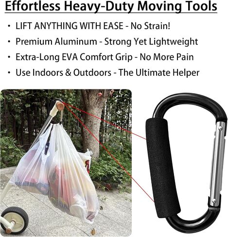 Large Aluminum Carabiner, Heavy-Duty Stroller Hooks for Hanging Bags and Shopping – Durable Multi-Purpose Carabiner Clips for Camping, Hiking, Travel, Outdoor Accessories in Kuwait