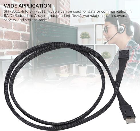 Bewinner SFF-8611 4i to SFF-8611 4i Data Active Cable, PCIe Gen4 x4 64Gbps 39.3in for Oculink eGPU, with Nylon Jacket, Nylon Material in Saudi Arabia