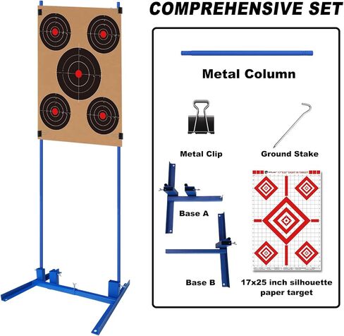 Atflbox Shooting Target Stand with 10pcs 17x25 Inch Sight in Paper Targets, Durable Paper Target Holder with Stable Adjustable Base for Cardboard Silhouette, H Shape, IPSC, IDPA Practice in Saudi Arabia